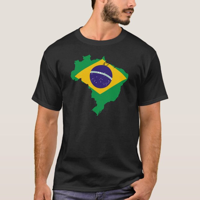 brazil flag map T-Shirt (Front)