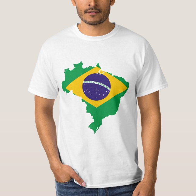 brazil flag map T-Shirt (Front)