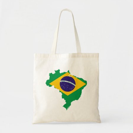 Brazil Flag Map Tote Bag