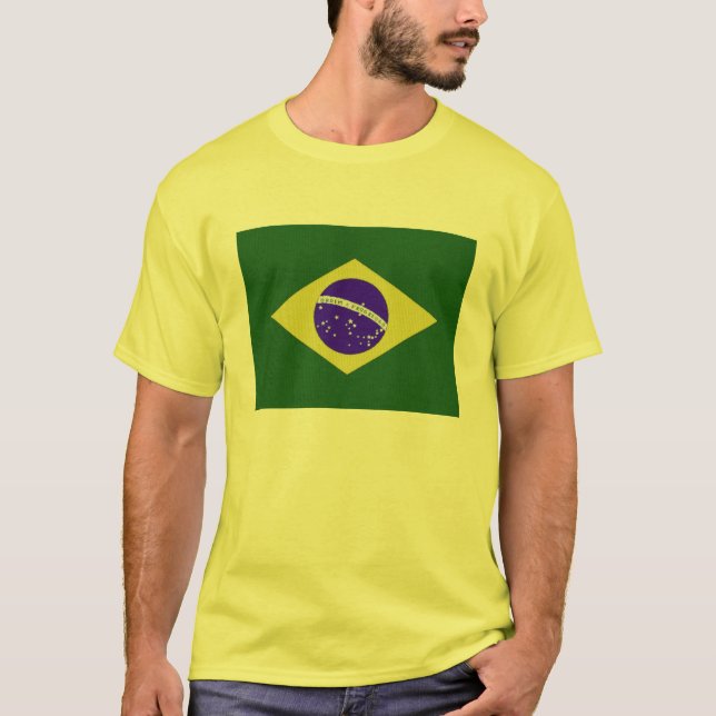Brazil Flag Men Yellow T-Shirt (Front)