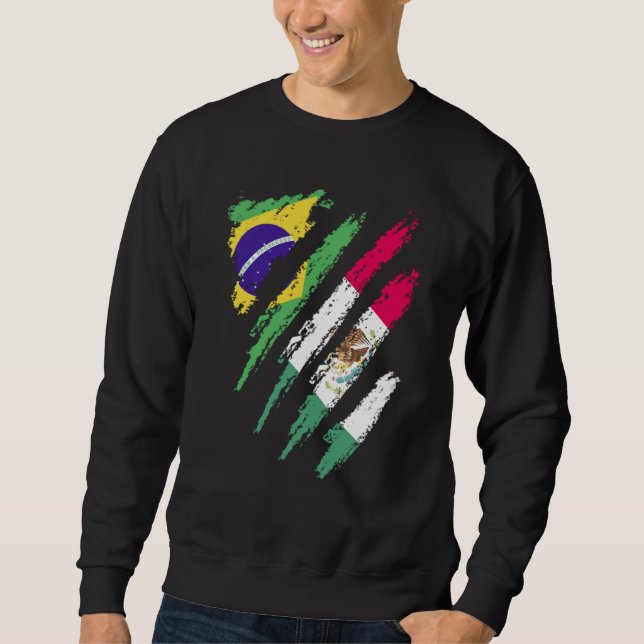 Brazil Flag Mexico Grown Patriot Country Stripes Sweatshirt (Front)