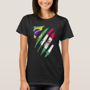 Brazil Flag Mexico Grown Patriot Country Stripes T-Shirt