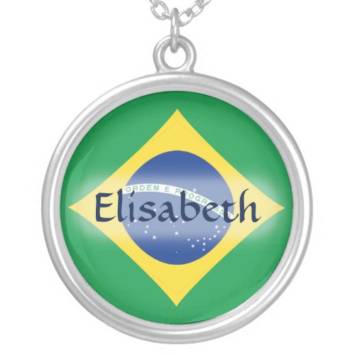 Brazil Flag  Name Necklace