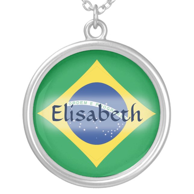 Brazil Flag + Name Necklace (Front)