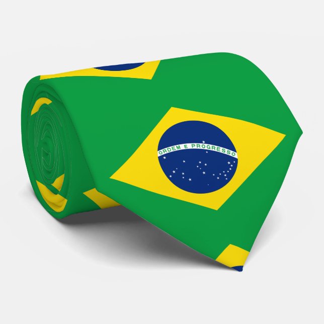 Brazil Flag Neck Tie (Rolled)