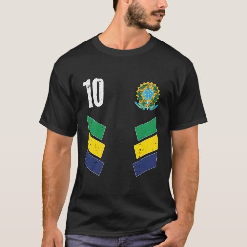Brazil Flag Number 10 Soccer Fan T_Shirt