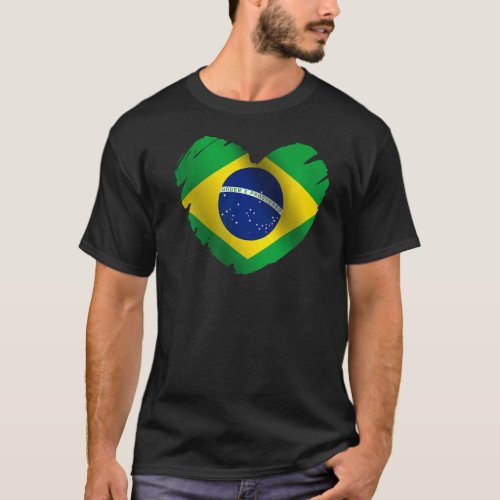 Brazil Flag On Shape Of Heart Brazilian Brazil T_Shirt