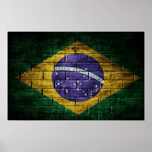 Brazil flag on wall poster