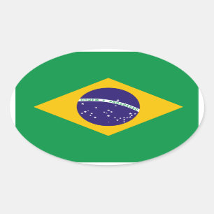 Brazil Flag Oval Sticker