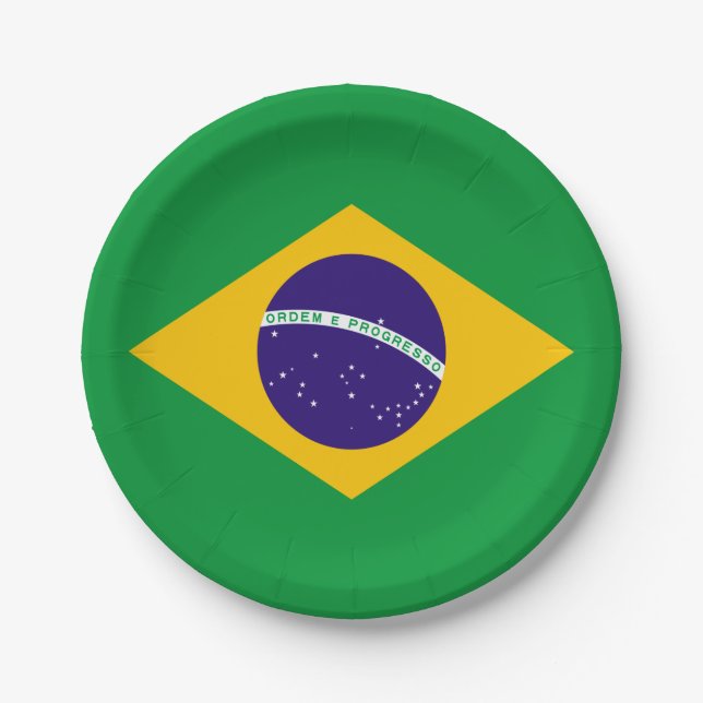 Brazil Flag Paper Plates (Front)