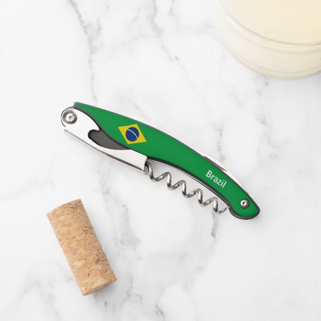 Brazil Flag Patriotic gift Waiter's Corkscrew (Front)