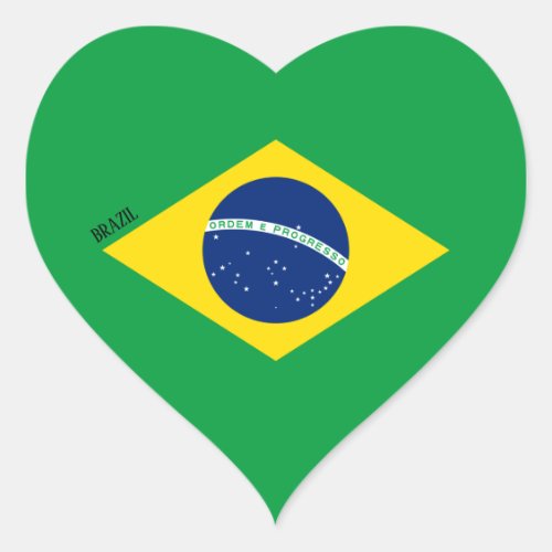 Brazil Flag Patriotic Heart Sticker
