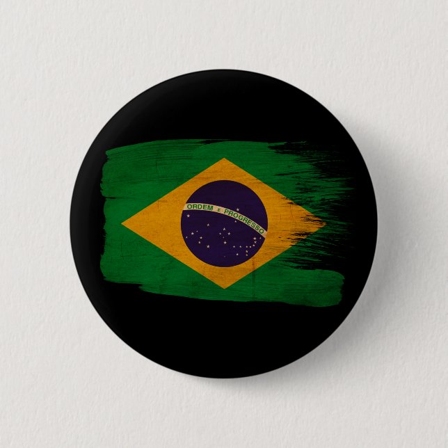 Brazil Flag Pinback Button (Front)