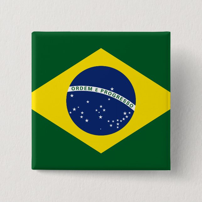 Brazil flag pinback button (Front)