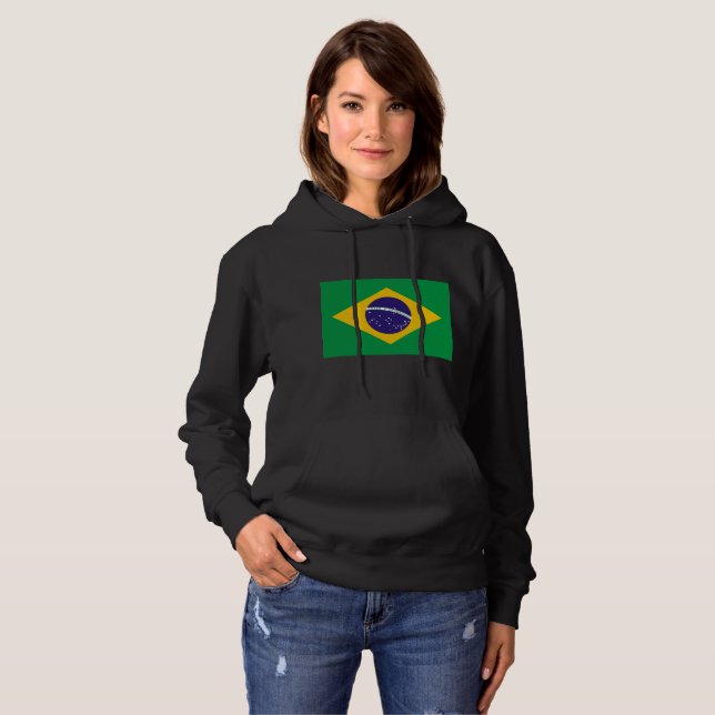 Brazil flag pull over hoodie (Front Full)