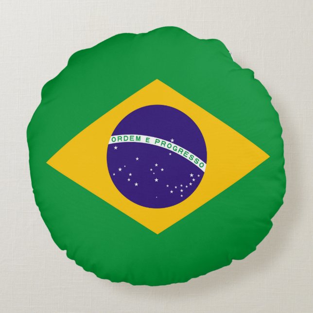 Brazil Flag Round Pillow (Back)