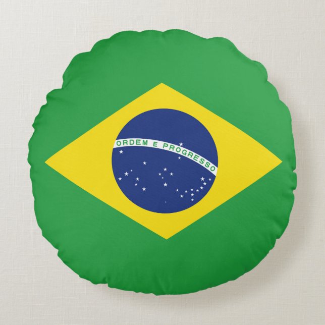 Brazil flag round pillow (Front)