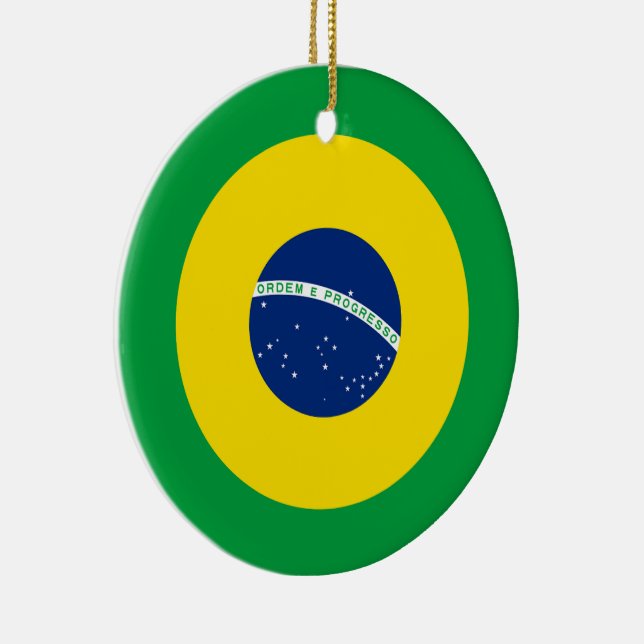 Brazil Flag Roundel, Round Brazilian Flag Ceramic Ornament (Right)