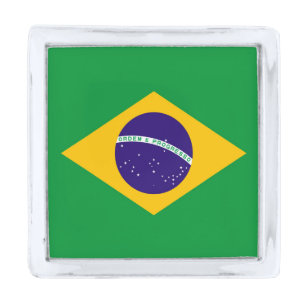 Brazil Flag Silver Finish Lapel Pin