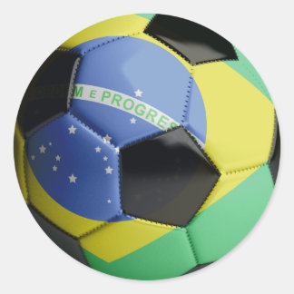Brazil Flag Soccer Ball Classic Round Sticker