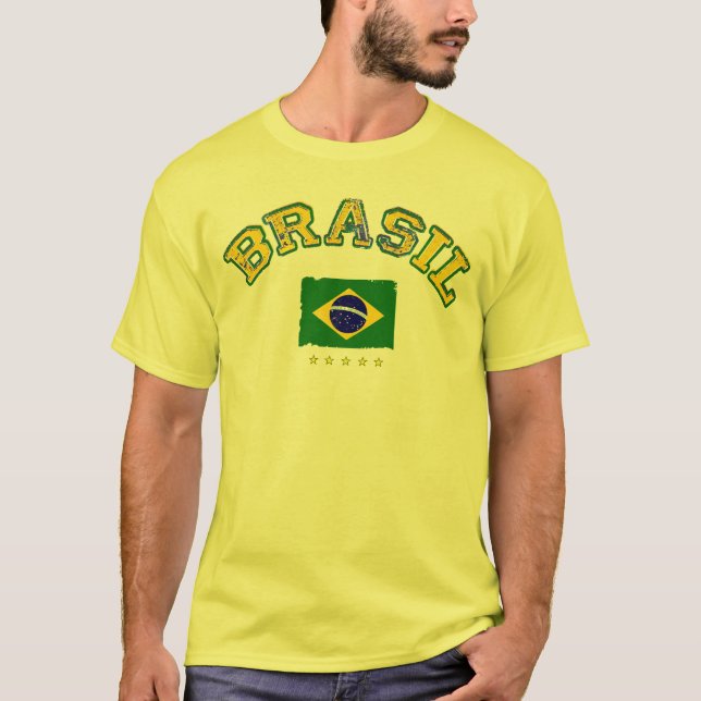 Brazil flag soccer style T-Shirt (Front)