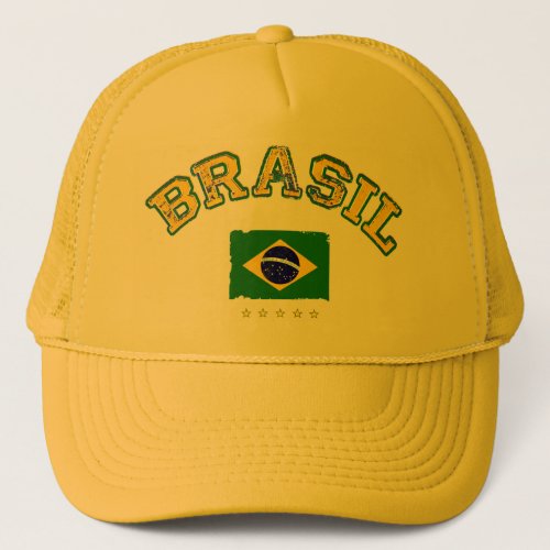 Brazil flag soccer style trucker hat