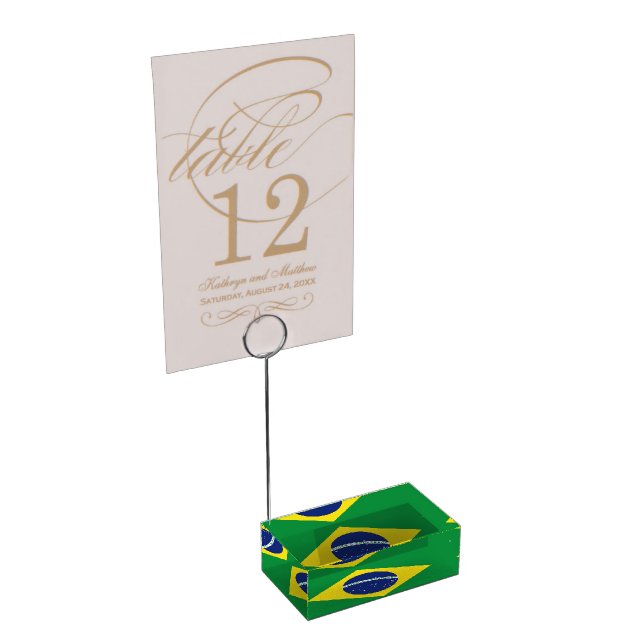 Brazil flag table place card holder for wedding (Corner)