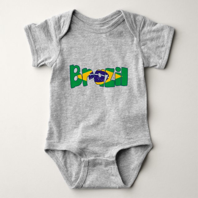 brazil flag text baby bodysuit (Front)