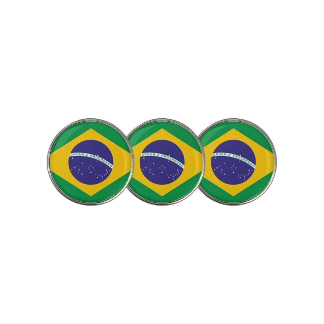Brazil Flag Theme Golf Ball Marker (3 Up)