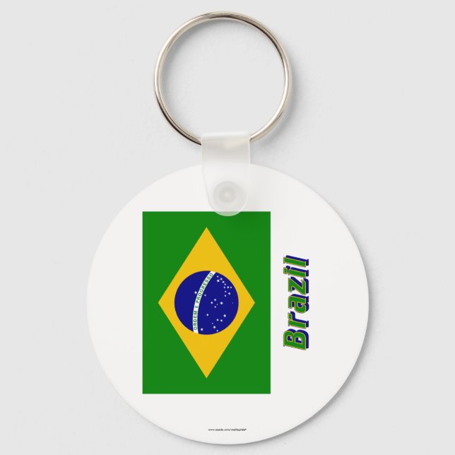 Brazil Flag with Name Keychain (Front)