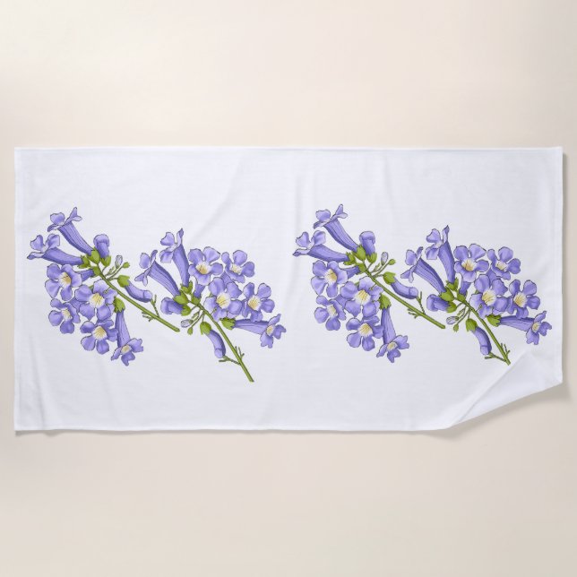 Brazil Flowers Jacaranda Beach Towel (Front)