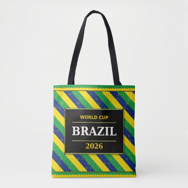 Brazil Football Fan Flag Colors Stripe Pattern Tote Bag (Front)