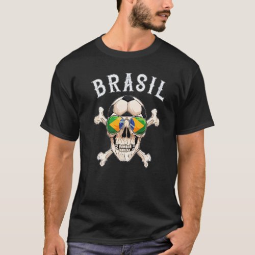 Brazil Football Pirates Head Brazilian Fan   T_Shirt