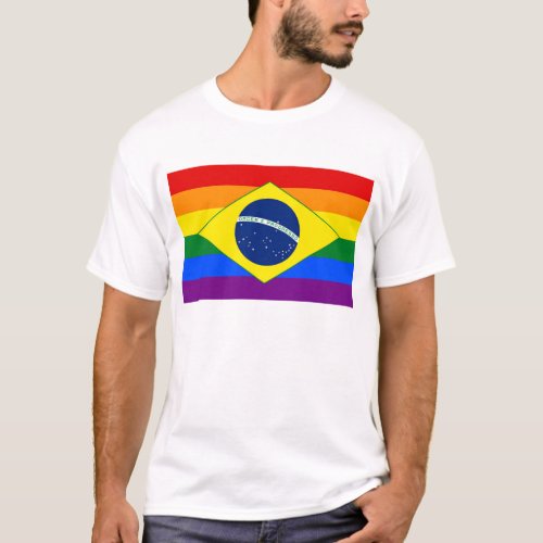 Brazil Gay Pride Rainbow Flag T_Shirt