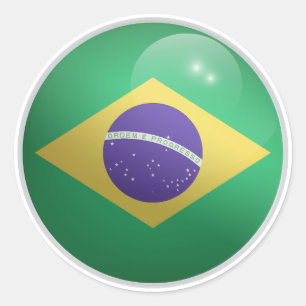 Brazil Glossy Circle Flag Classic Round Sticker