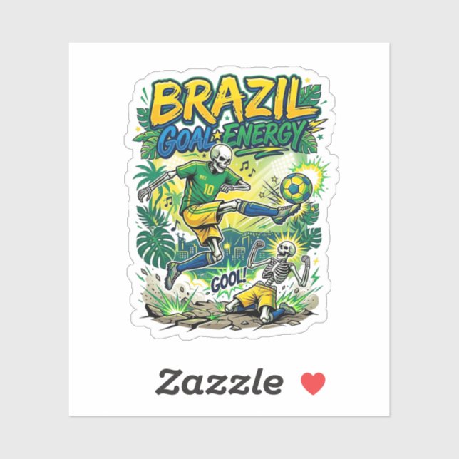 Brazil Goal Energy Skeleton Striker Nations Creati Sticker (Sheet)