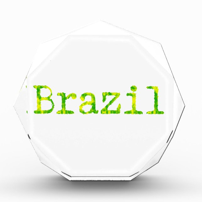 Brazil Green and Yellow Font Acrylic Award (Front)
