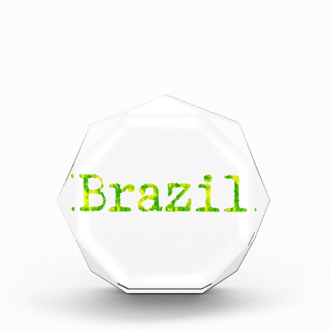 Brazil Green and Yellow Font Acrylic Award (Front)