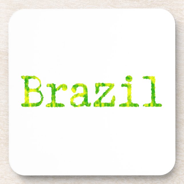 Brazil Green and Yellow Font Beverage Coaster (Front)