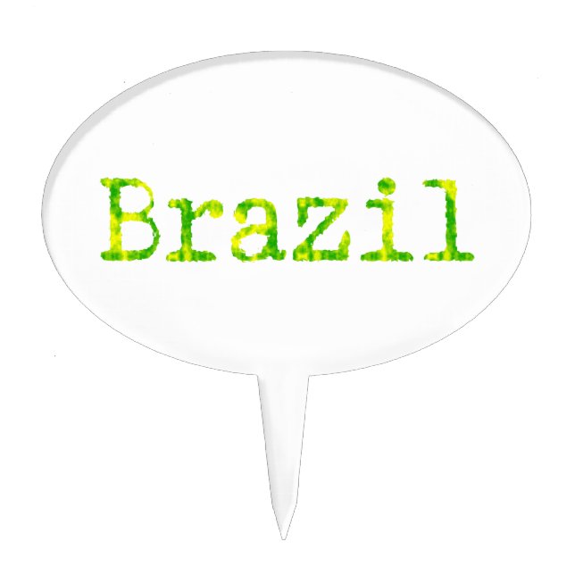 Brazil Green and Yellow Font Cake Topper (Front)
