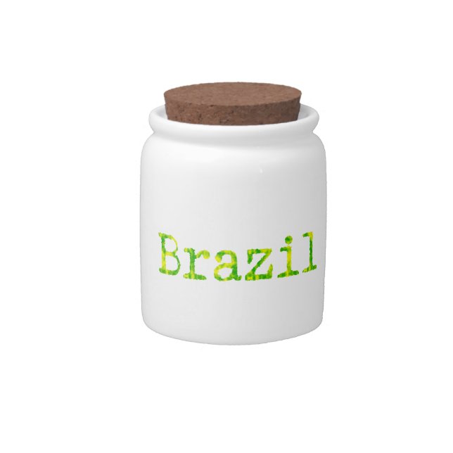 Brazil Green and Yellow Font Candy Jar (Front)
