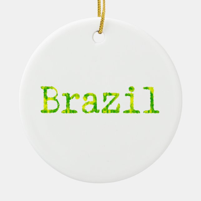 Brazil Green and Yellow Font Ceramic Ornament (Front)