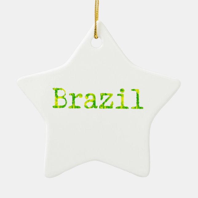 Brazil Green and Yellow Font Ceramic Ornament (Front)