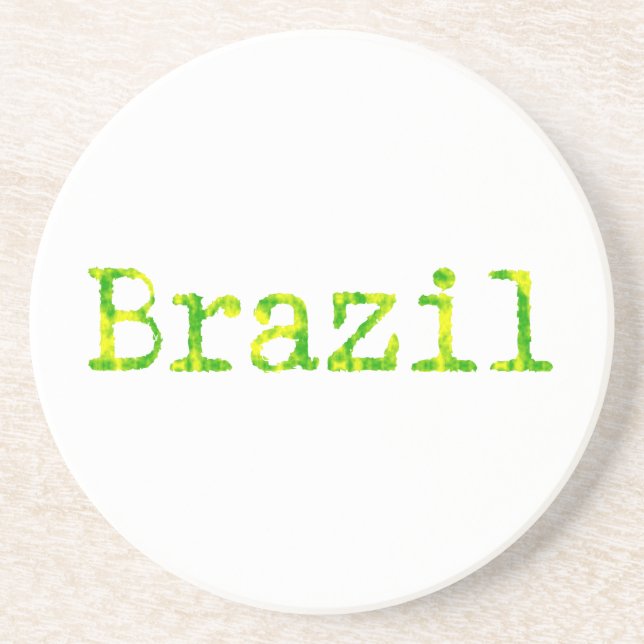 Brazil Green and Yellow Font Drink Coaster (Front)