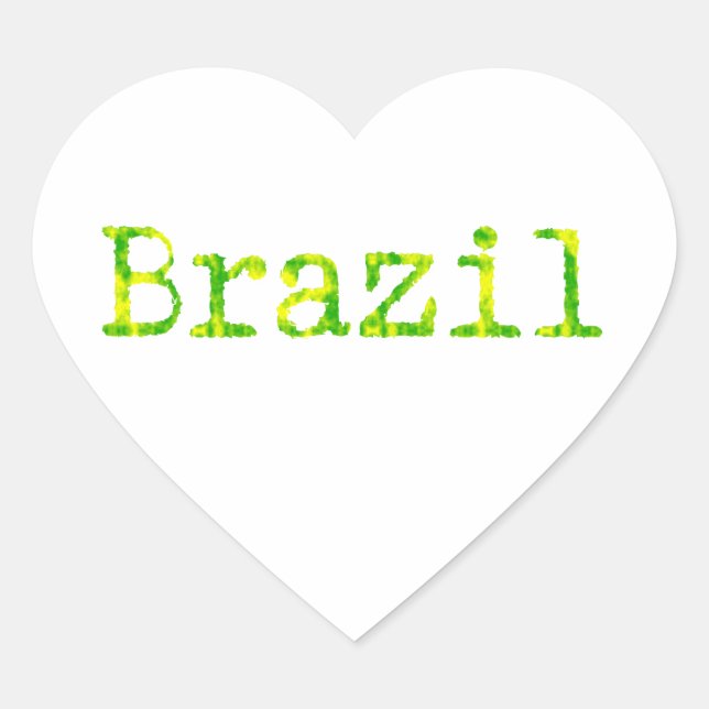 Brazil Green and Yellow Font Heart Sticker (Front)