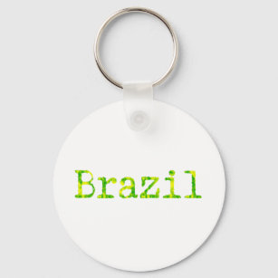 Brazil Green and Yellow Font Keychain