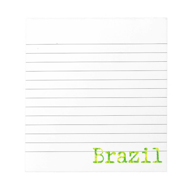Brazil Green and Yellow Font Lined Notepad (Front)
