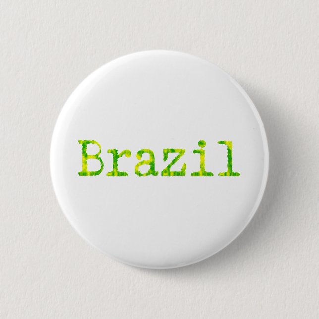 Brazil Green and Yellow Font Pinback Button (Front)