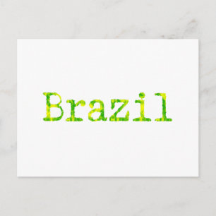 Brazil Green and Yellow Font Postcard
