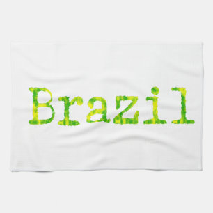 Brazil Green and Yellow Font Towel